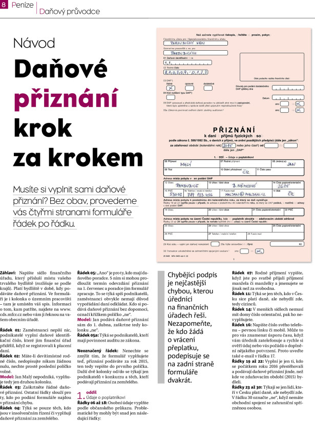 MF Dnes 9. 2. 2015 – článek Daňové přiznání krok za krokem