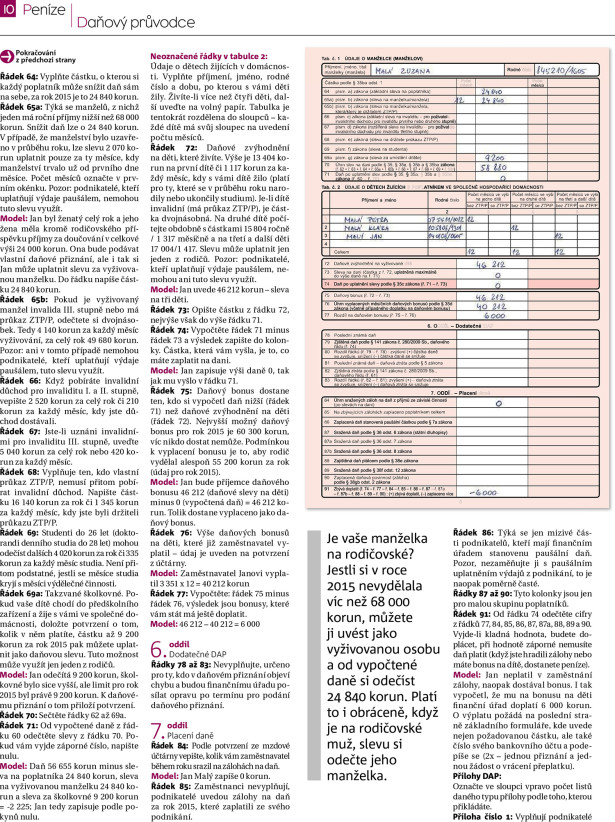 MF Dnes 9. 2. 2015 – článek Daňové přiznání krok za krokem