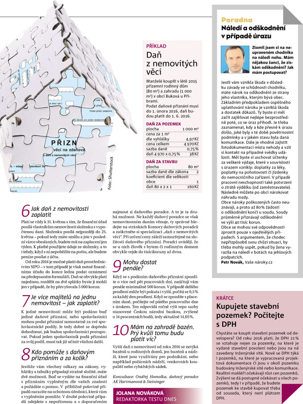 MF Dnes 3. 3. 2015 – článek 10 otázek o dani z nemovitostí